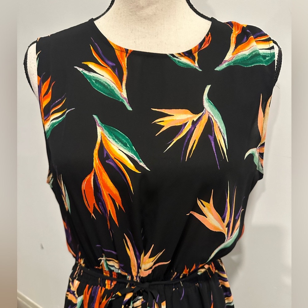 SOLD Massimo bird of paradise colourful black maxi dress floral abstract LARGE - Picture 2 of 6